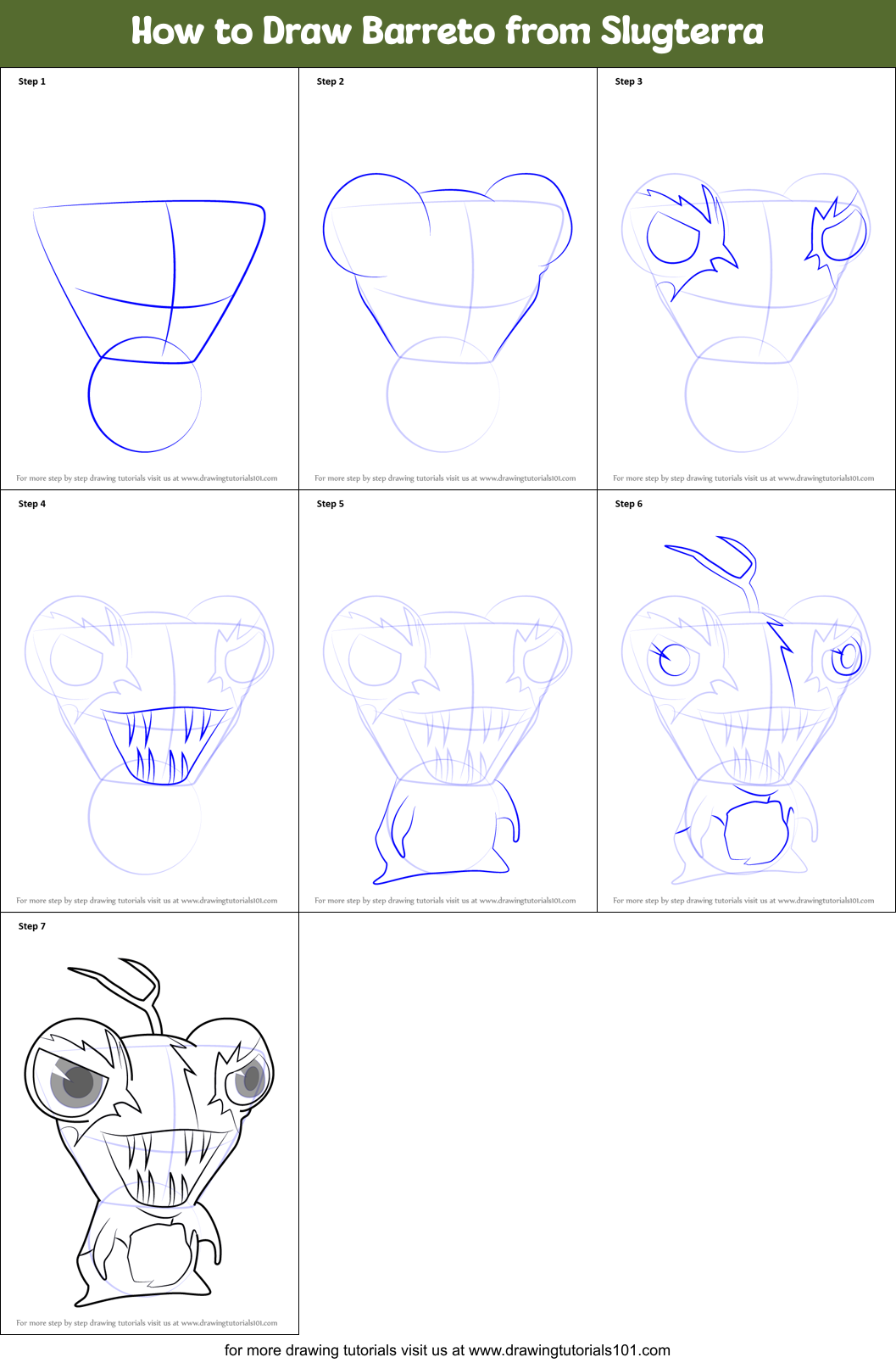 How to Draw Barreto from Slugterra Printable Step by Step