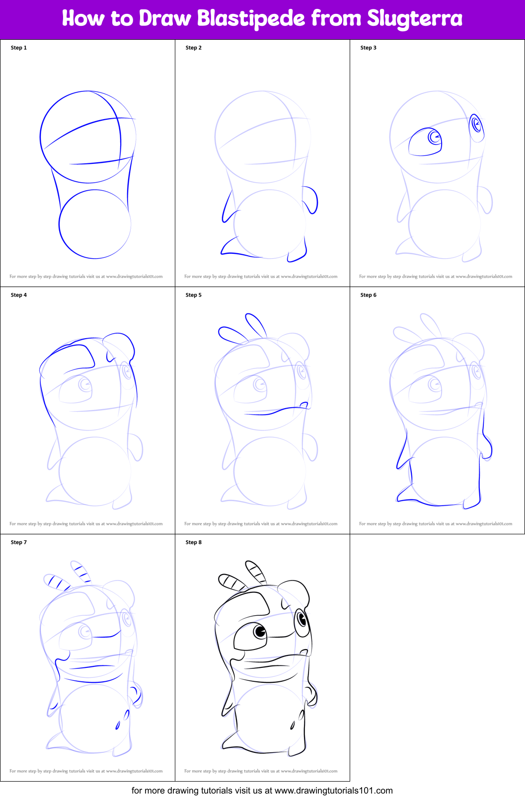 How to Draw Blastipede from Slugterra Printable Step by Step