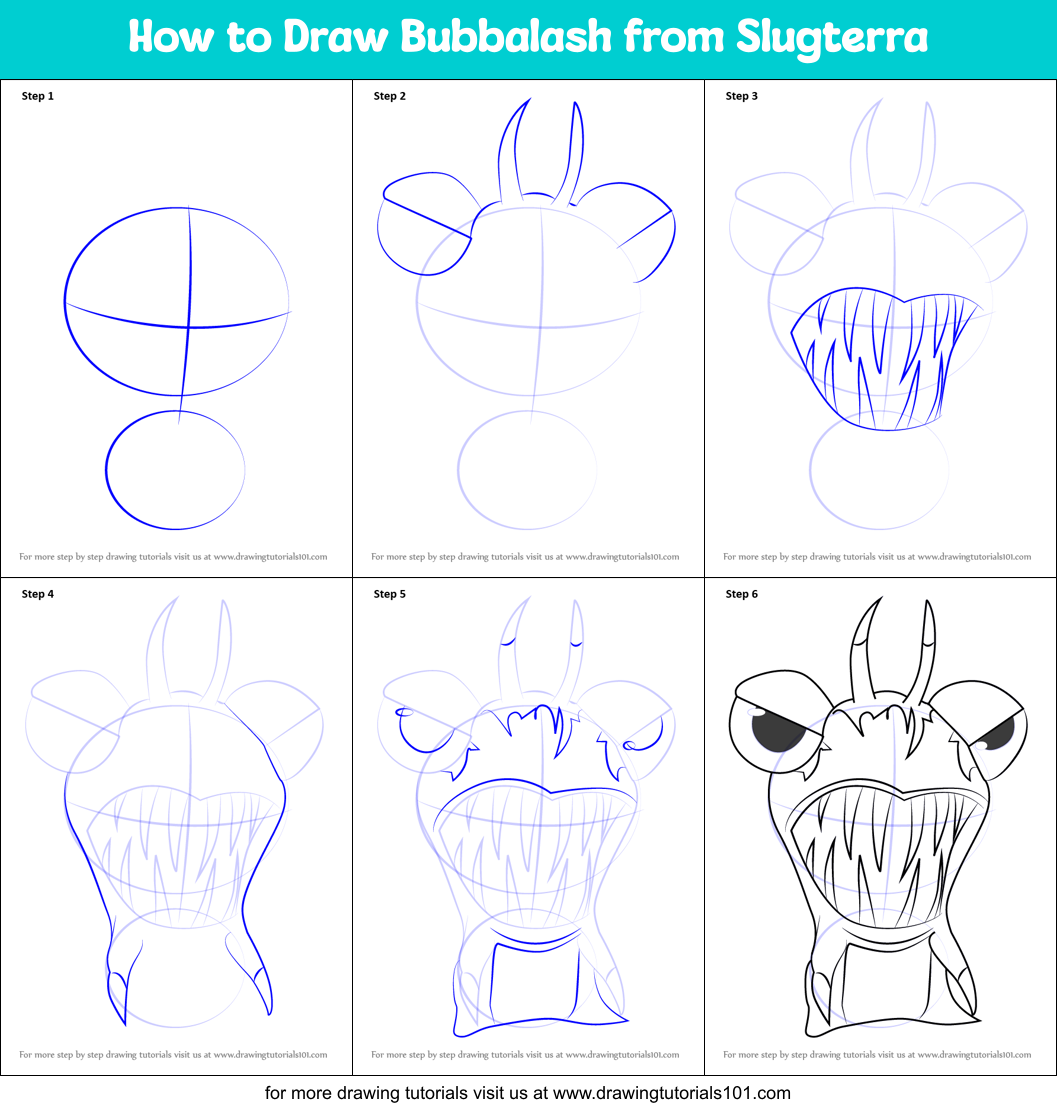 How to Draw Bubbalash from Slugterra Printable Step by Step