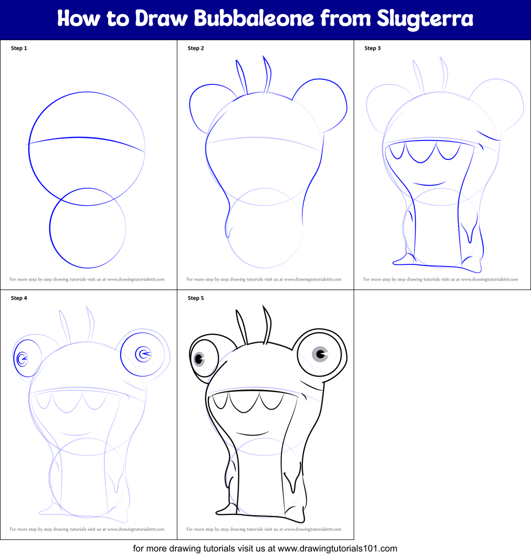 How to Draw Bubbaleone from Slugterra Printable Step by Step
