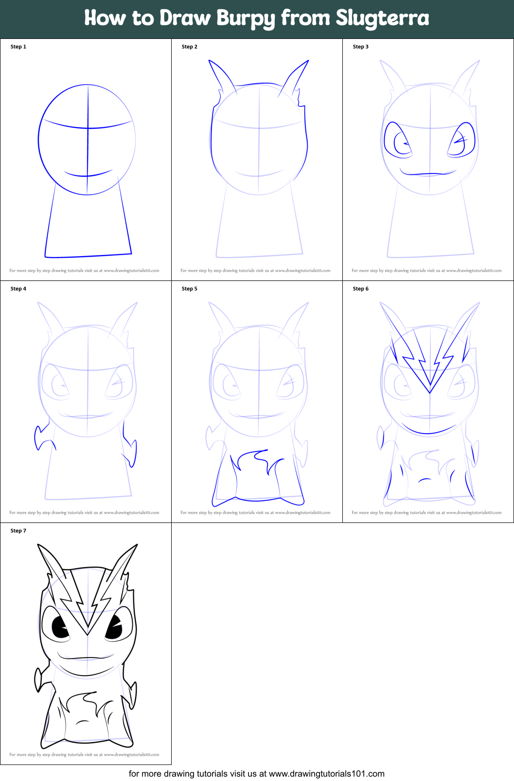 How to Draw Burpy from Slugterra Printable Step by Step