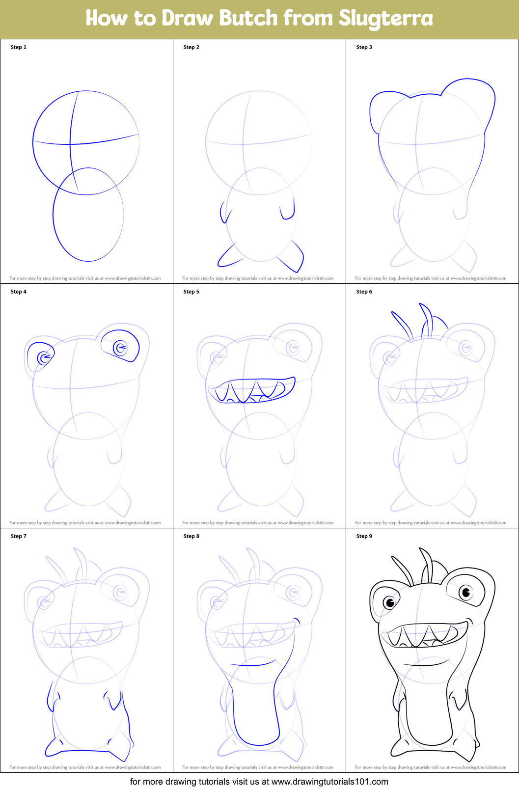 How to Draw Butch from Slugterra Printable Step by Step