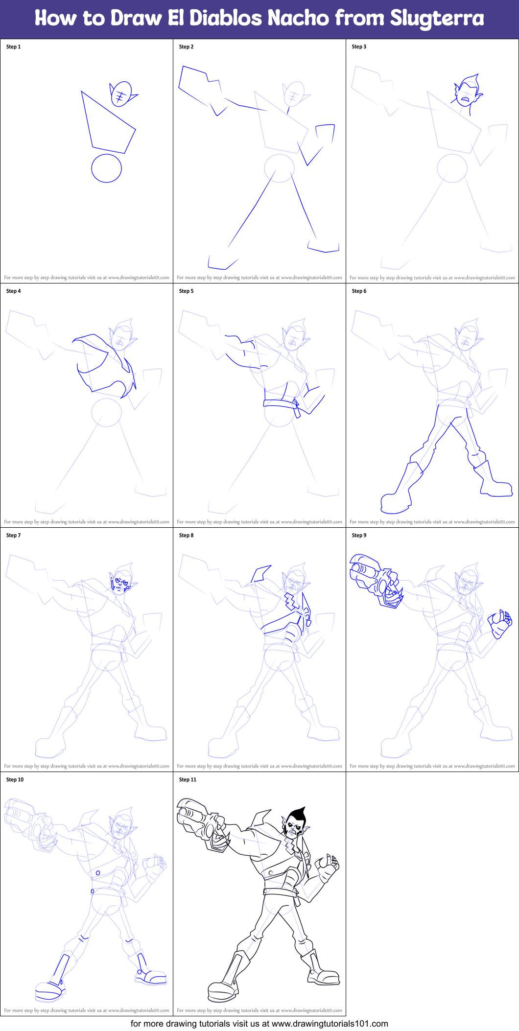 How to Draw El Diablos Nacho from Slugterra Printable Step by Step