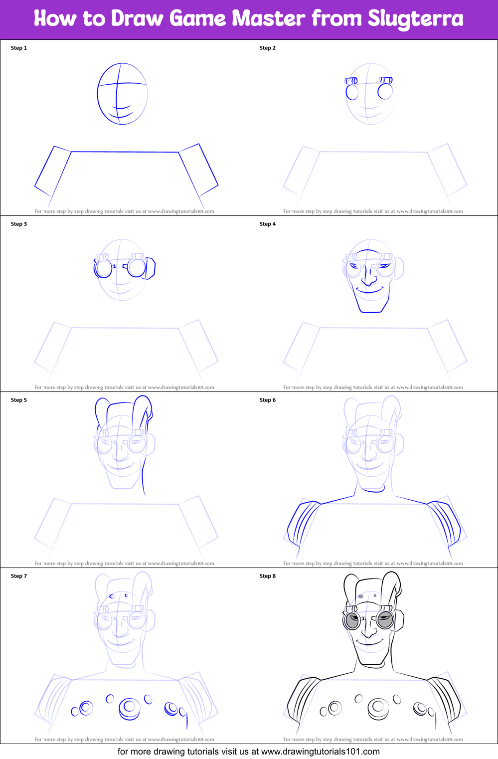 How to Draw Game Master from Slugterra Printable Step by Step