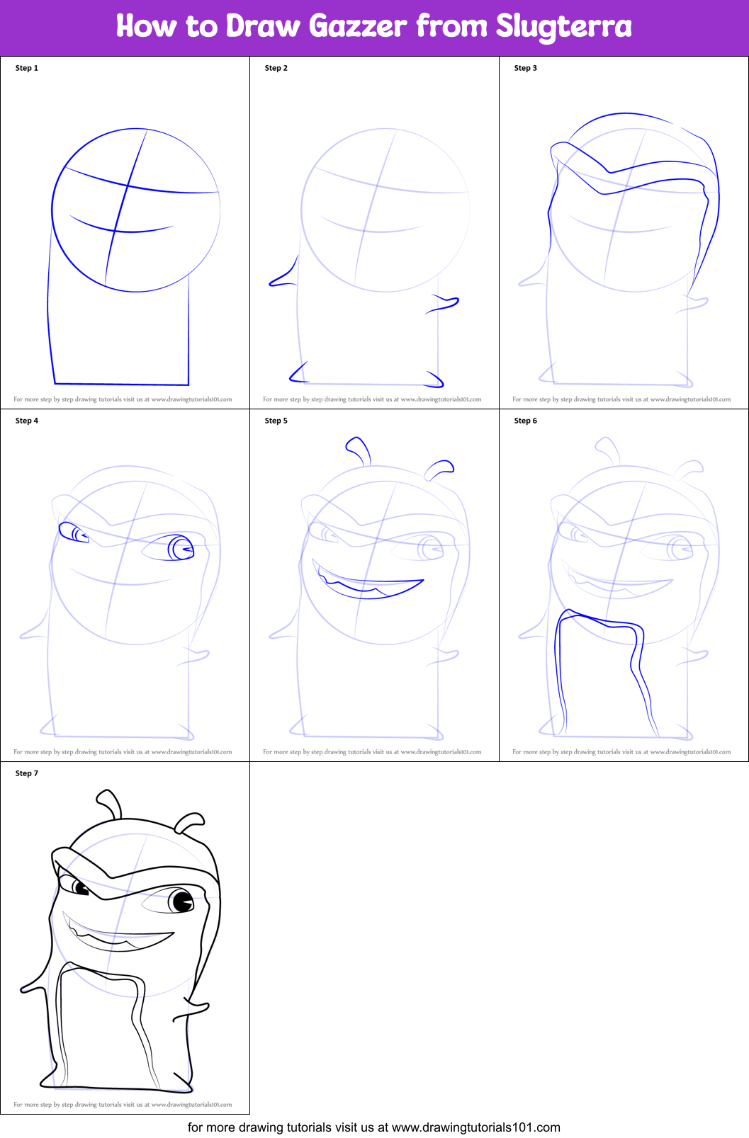 How to Draw Gazzer from Slugterra Printable Step by Step