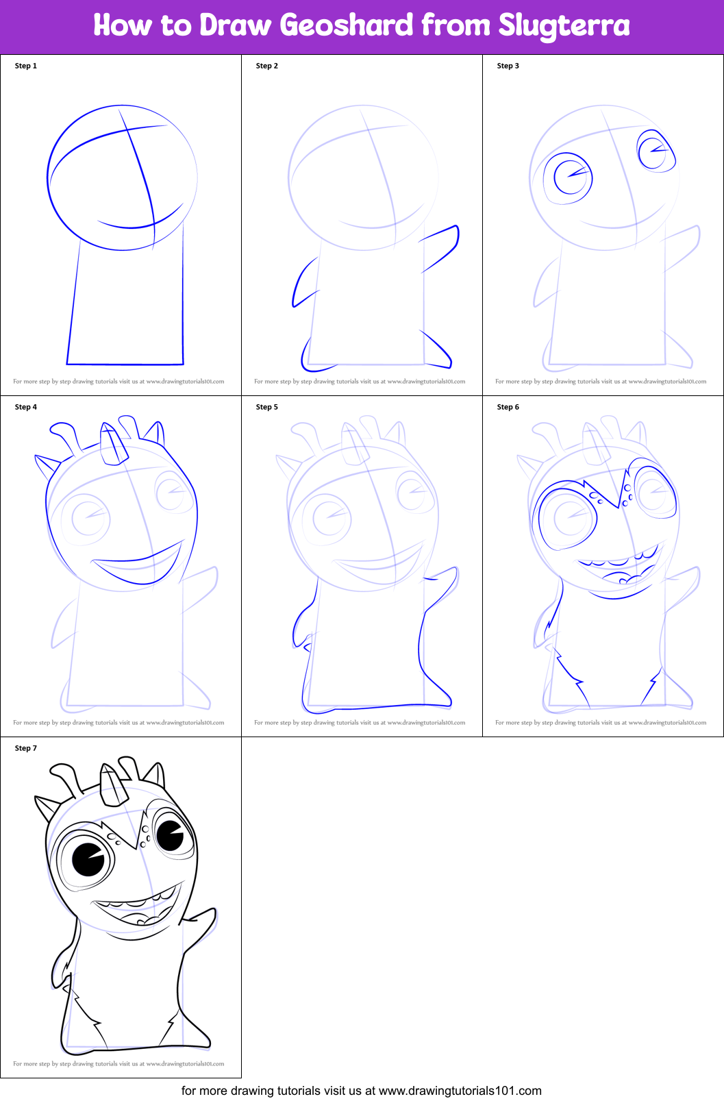 How to Draw Geoshard from Slugterra Printable Step by Step