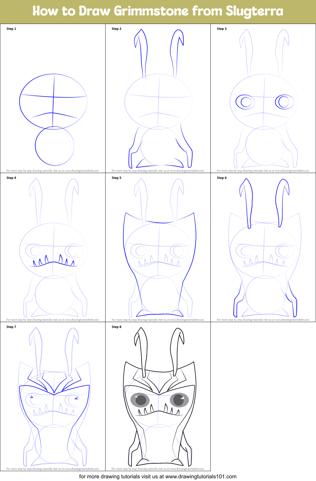 How to Draw Grimmstone from Slugterra Printable Step by Step