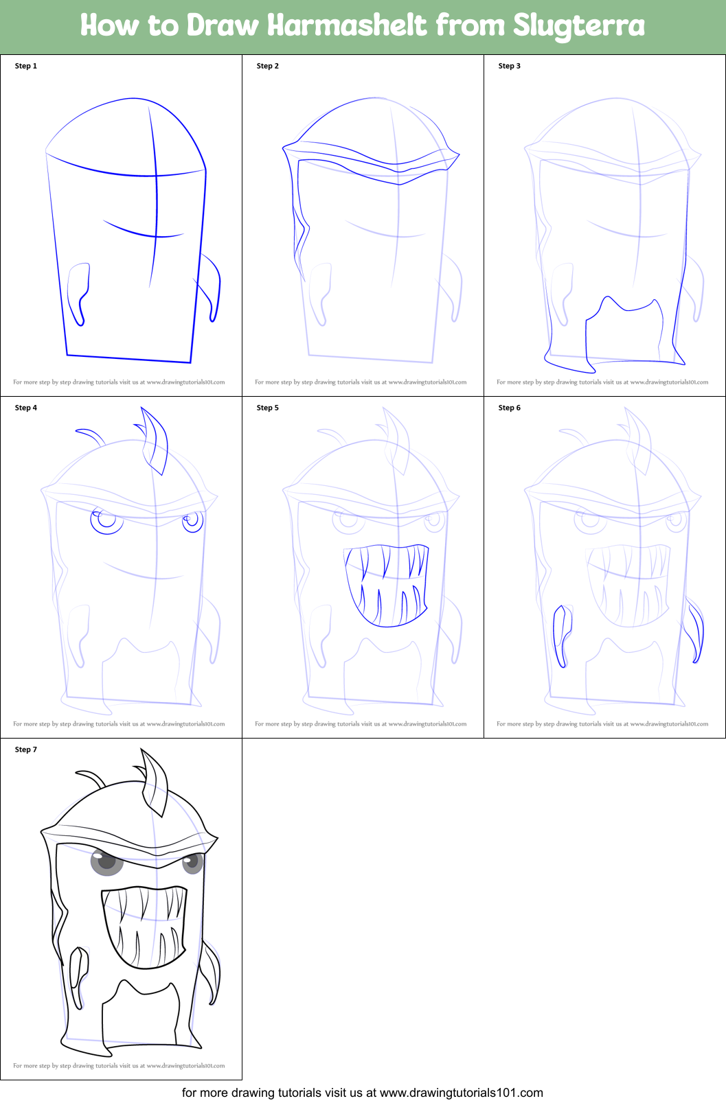 How to Draw Harmashelt from Slugterra Printable Step by Step