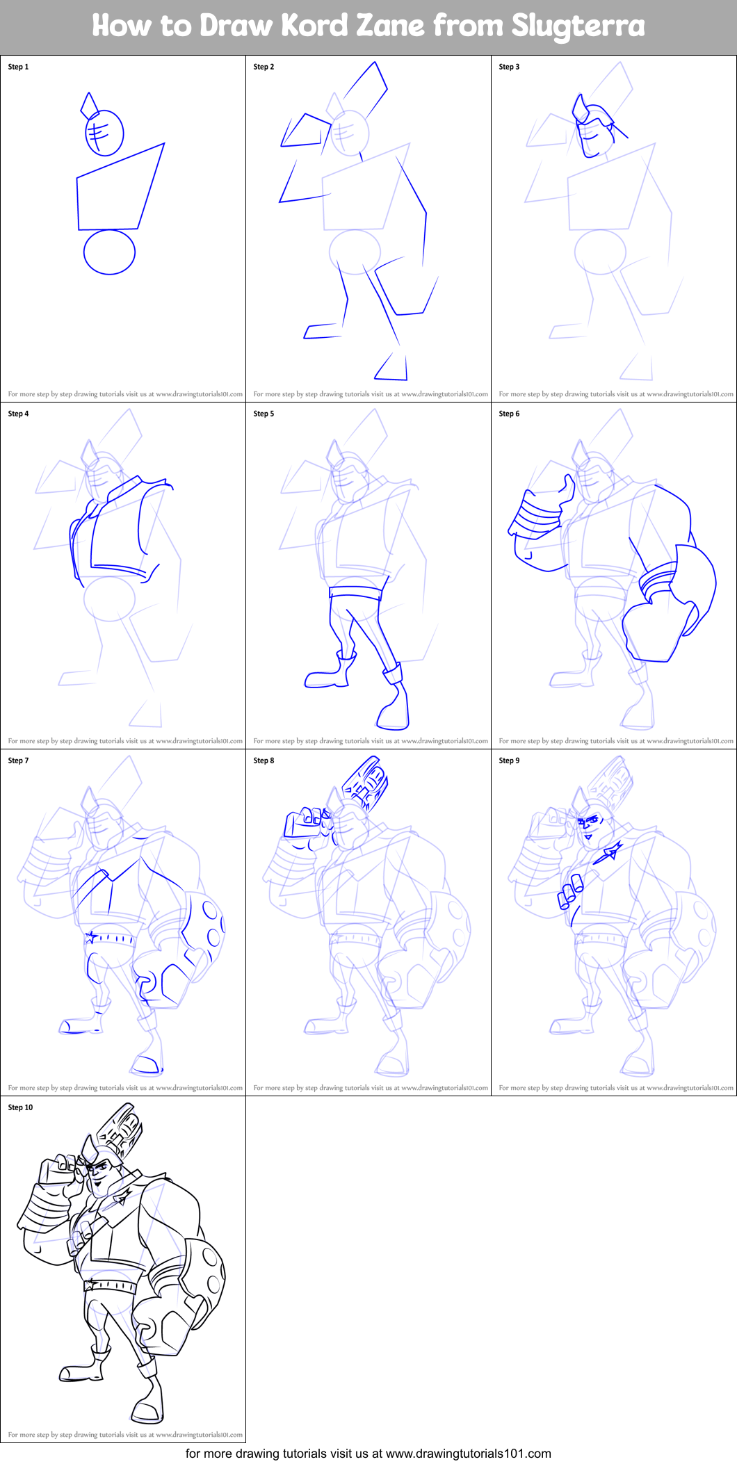 How to Draw Kord Zane from Slugterra Printable Step by Step