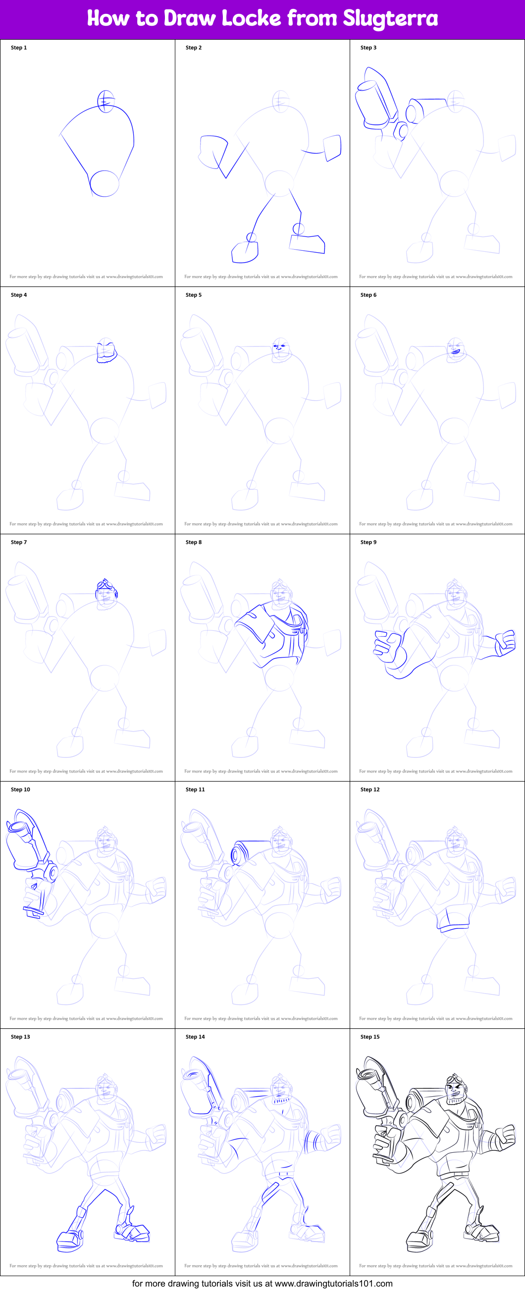 How to Draw Locke from Slugterra Printable Step by Step