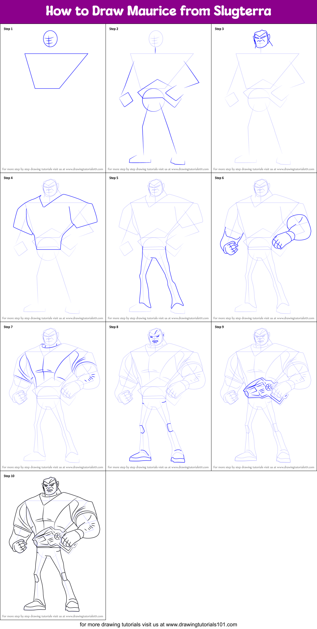 How to Draw Maurice from Slugterra Printable Step by Step