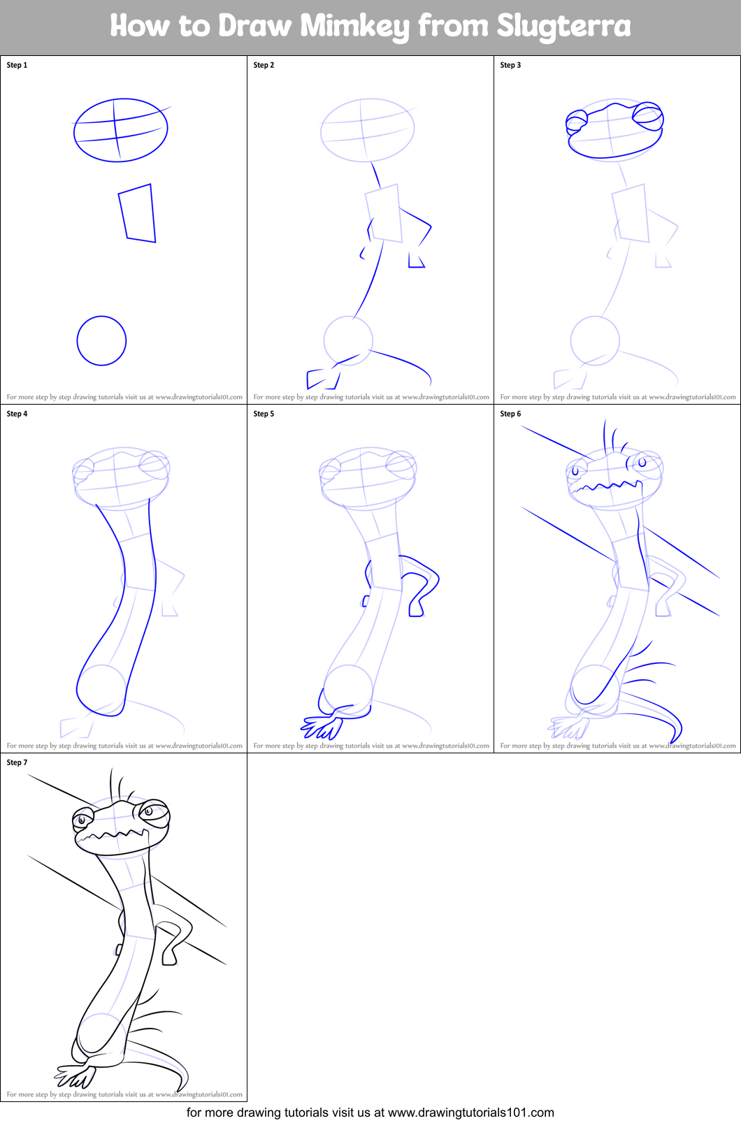 How to Draw Mimkey from Slugterra Printable Step by Step