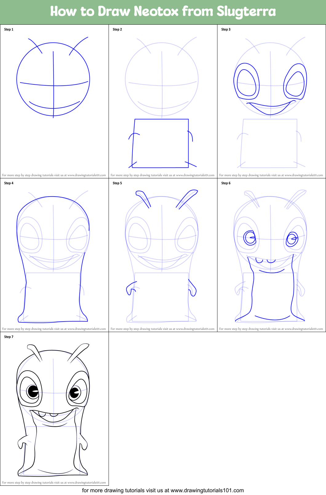 How to Draw Neotox from Slugterra Printable Step by Step