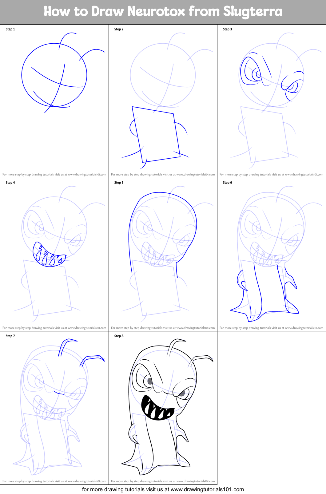 How to Draw Neurotox from Slugterra Printable Step by Step
