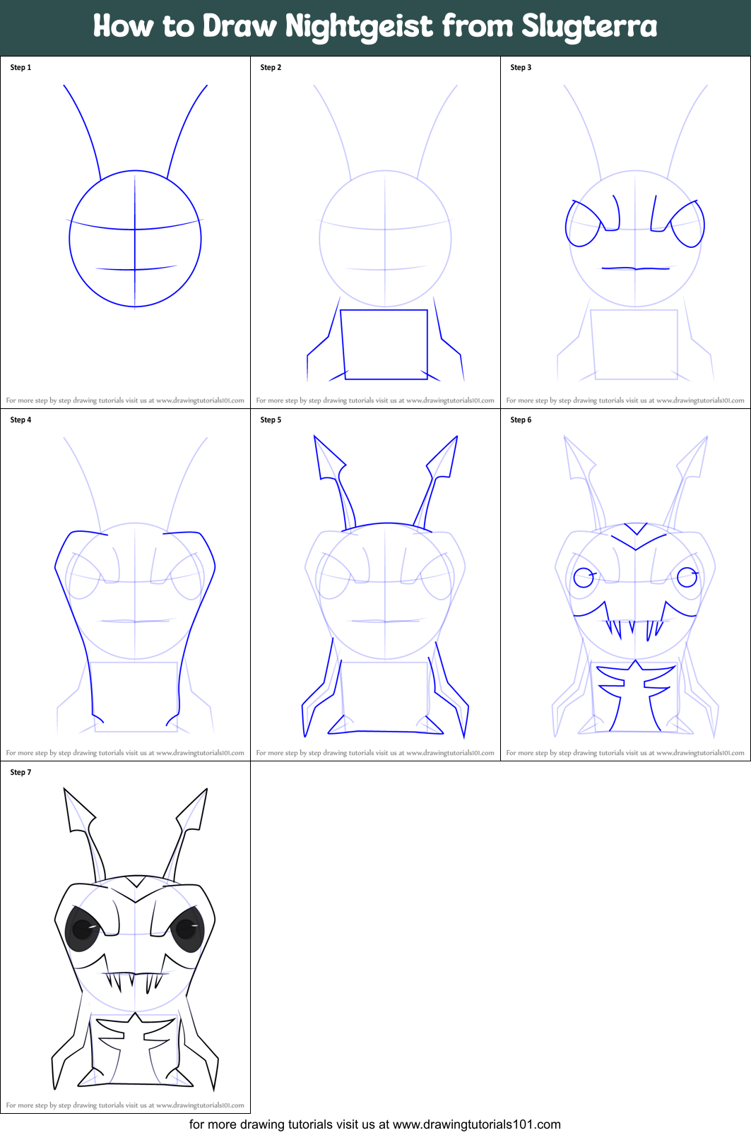 How to Draw Nightgeist from Slugterra Printable Step by Step