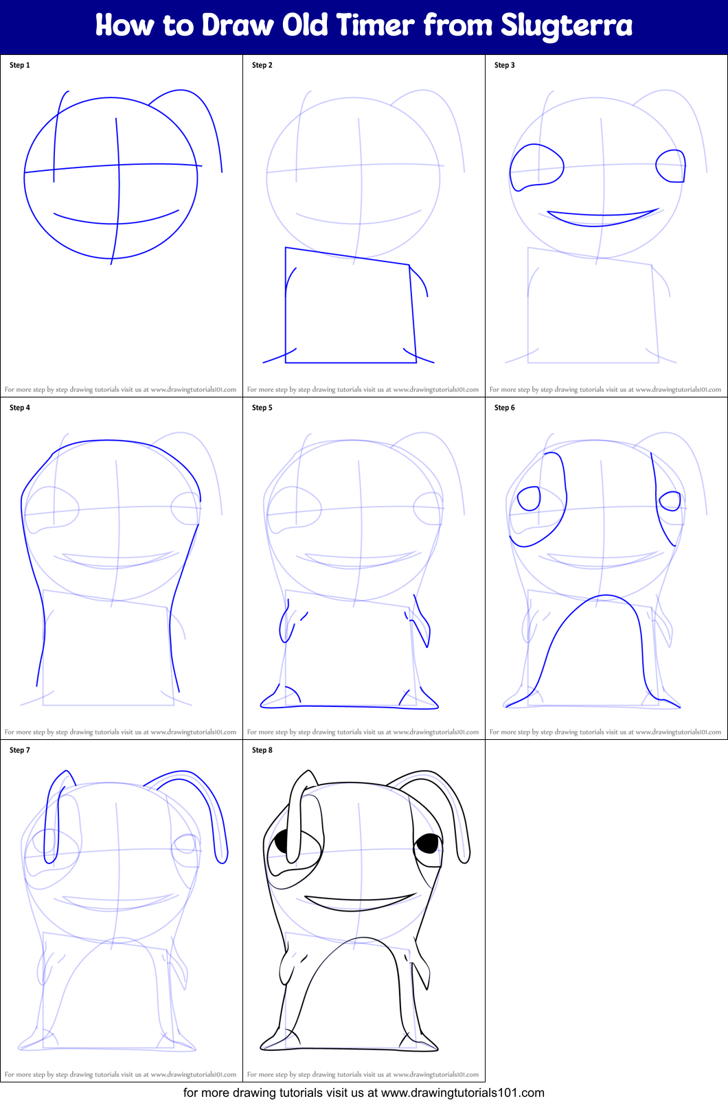 How to Draw Old Timer from Slugterra Printable Step by Step