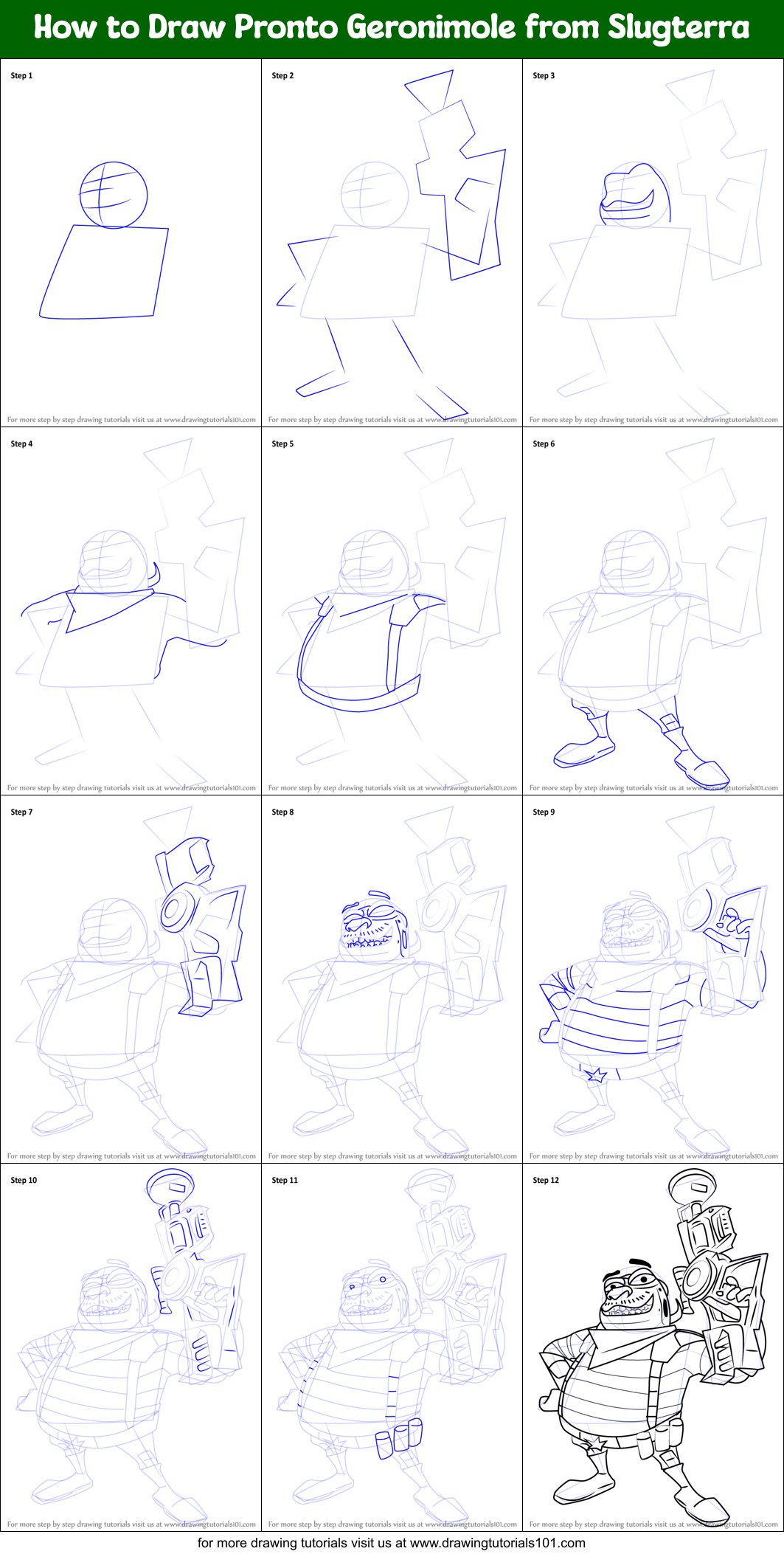 How to Draw Pronto Geronimole from Slugterra Printable Step by Step