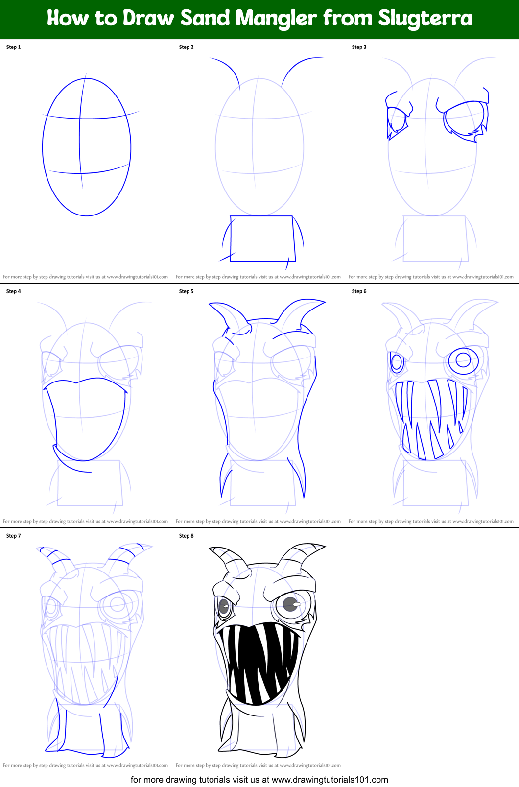 How to Draw Sand Mangler from Slugterra Printable Step by Step