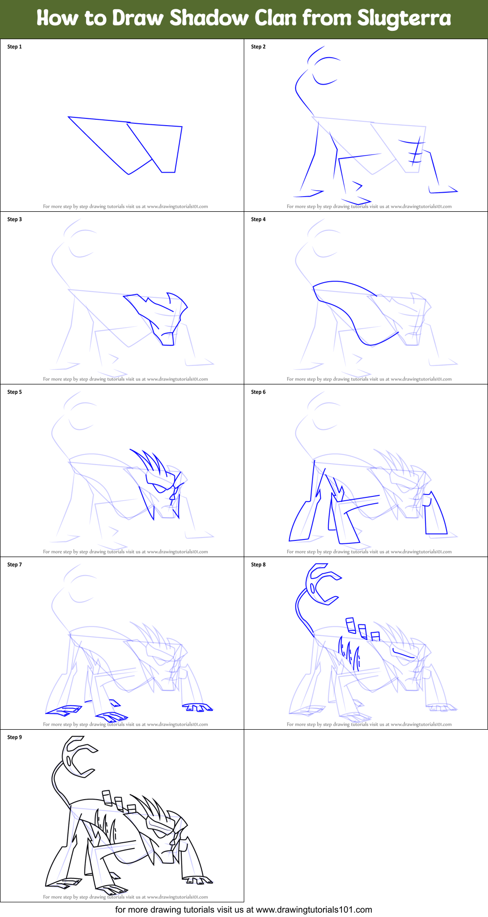 How to Draw Shadow Clan from Slugterra Printable Step by Step
