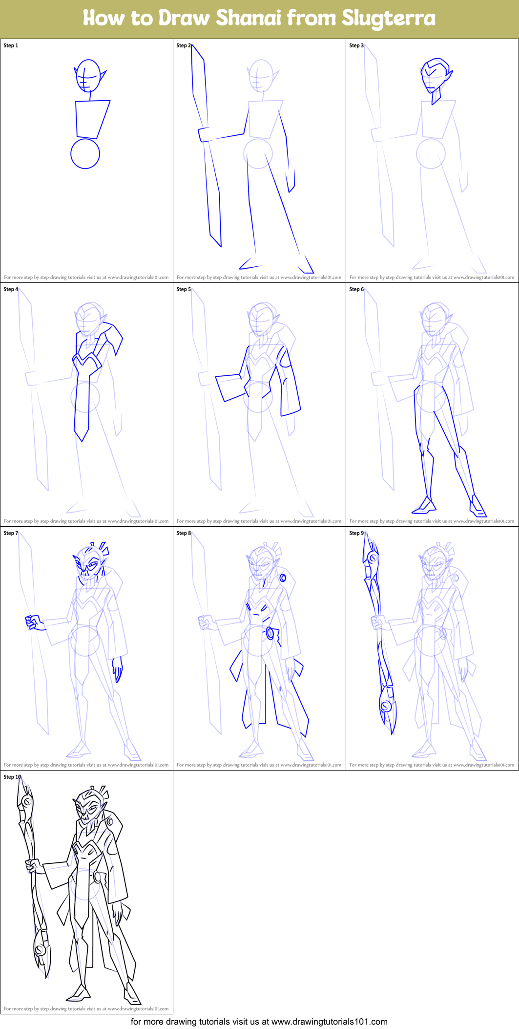 How to Draw Shanai from Slugterra Printable Step by Step