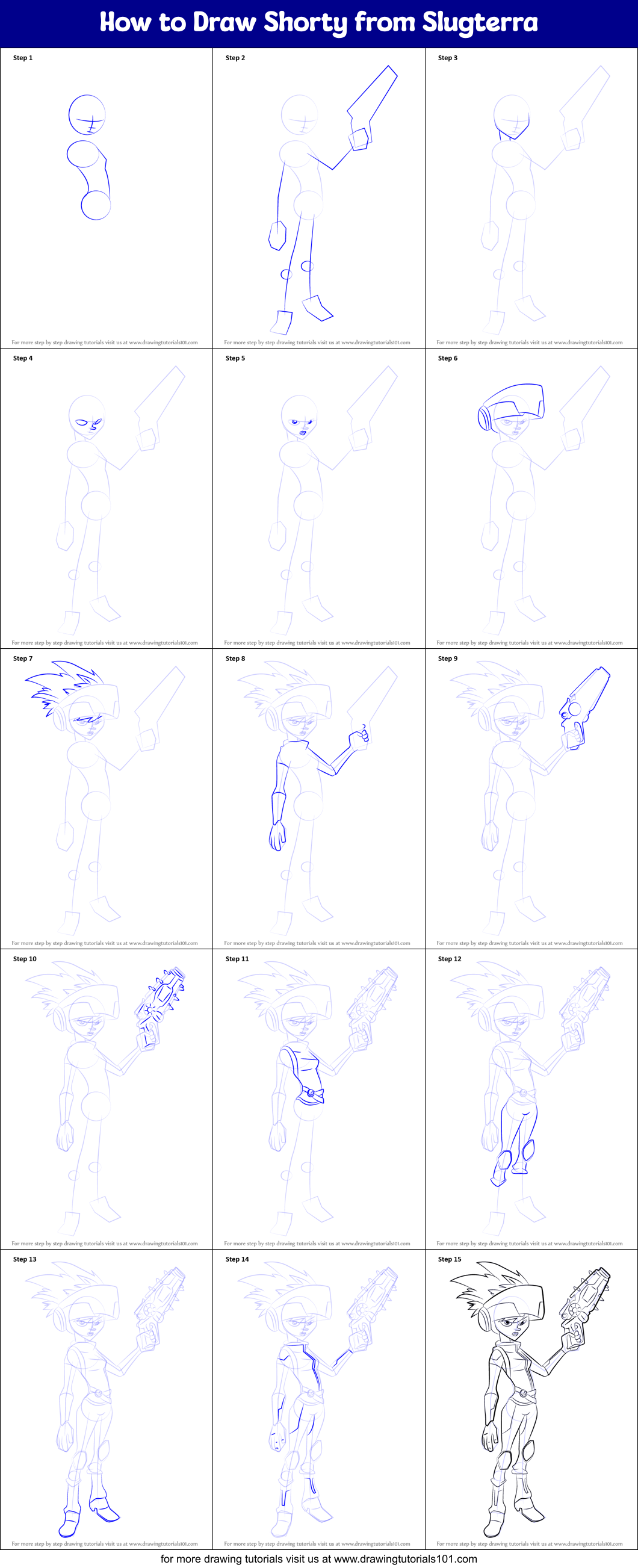 How to Draw Shorty from Slugterra Printable Step by Step