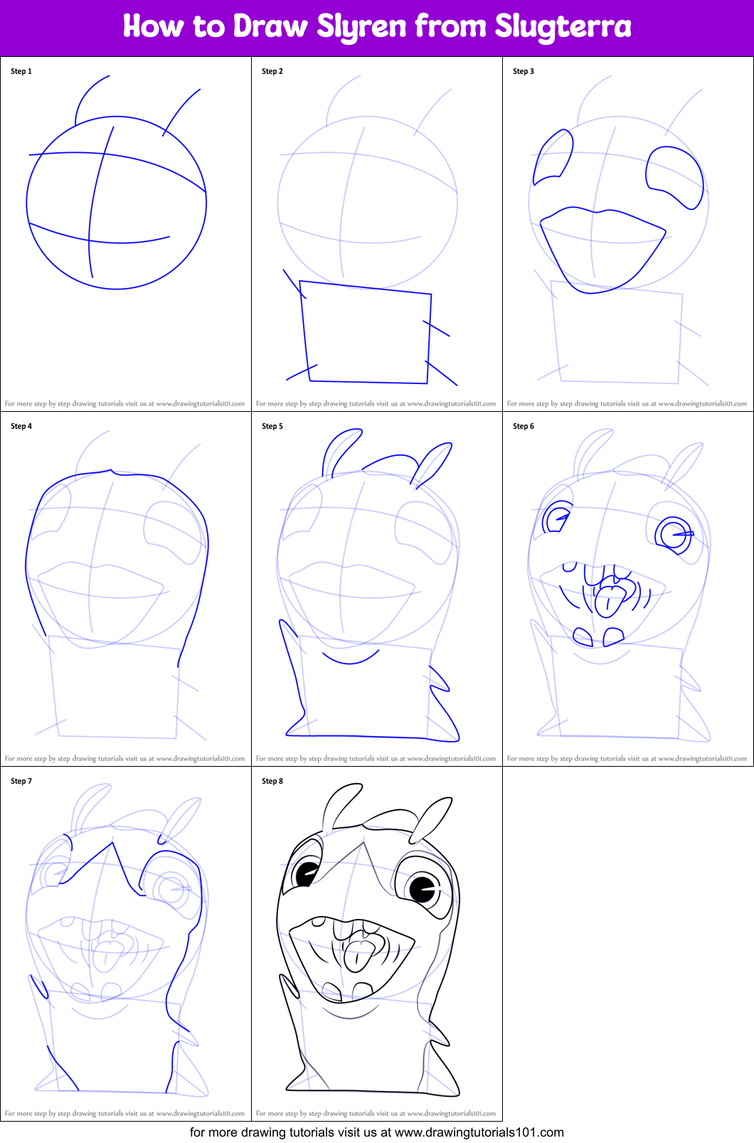 How to Draw Slyren from Slugterra Printable Step by Step