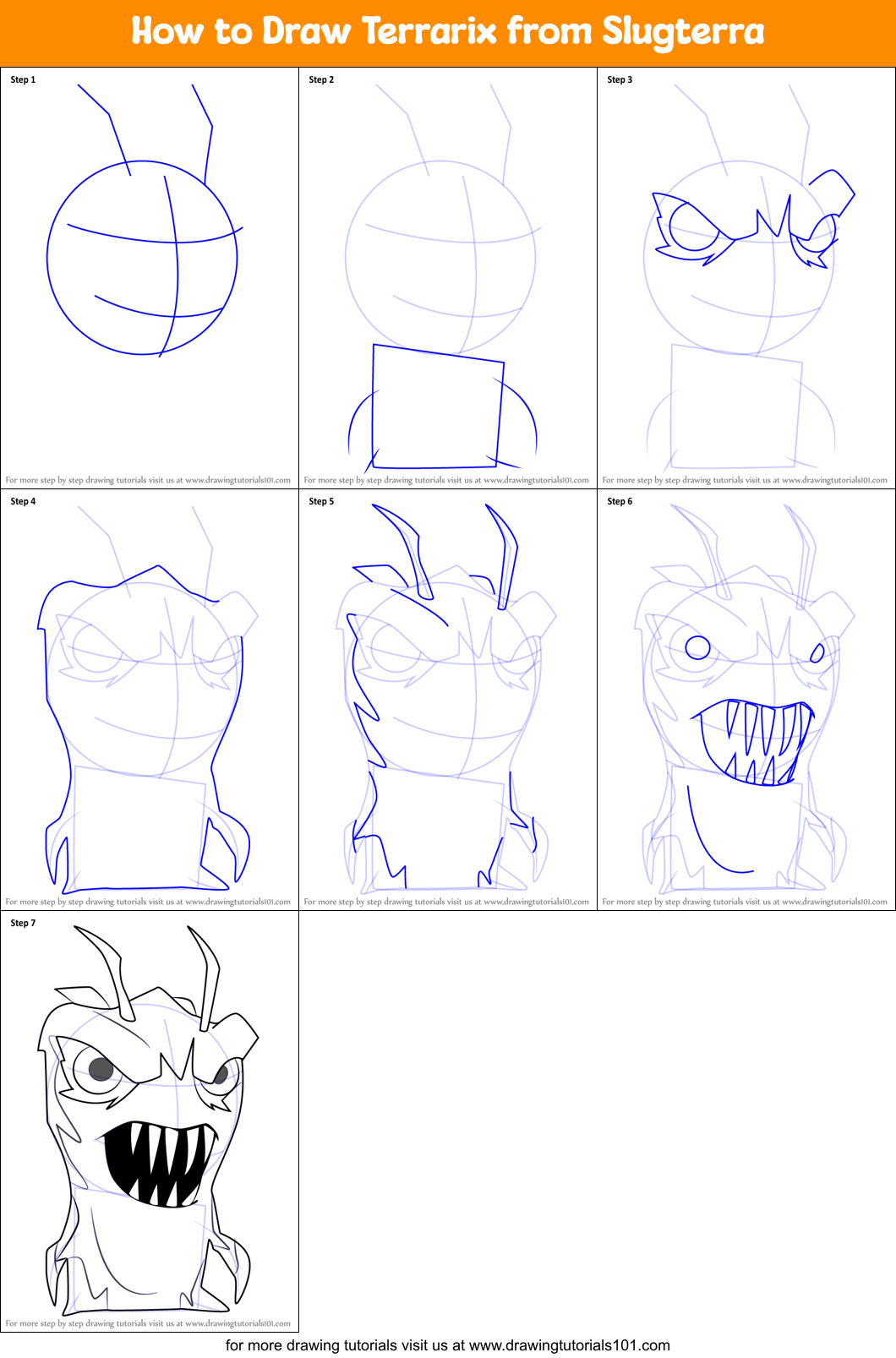 How to Draw Terrarix from Slugterra Printable Step by Step
