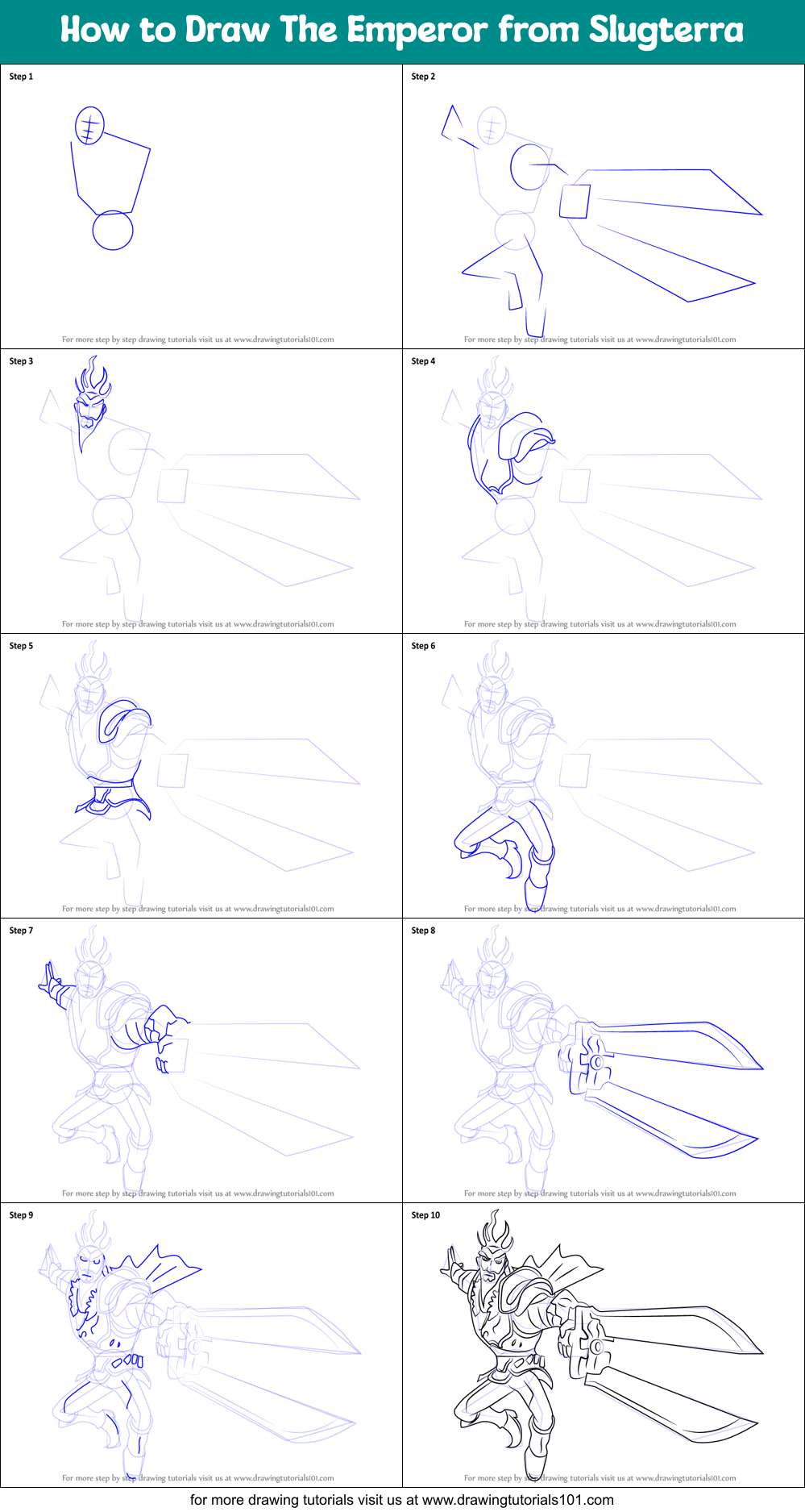 How to Draw The Emperor from Slugterra Printable Step by Step
