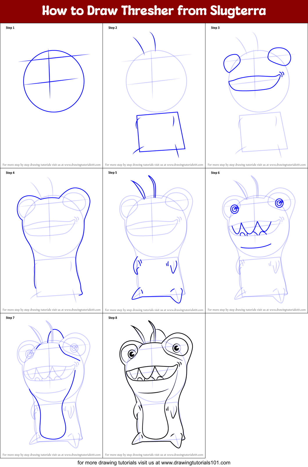How to Draw Thresher from Slugterra Printable Step by Step