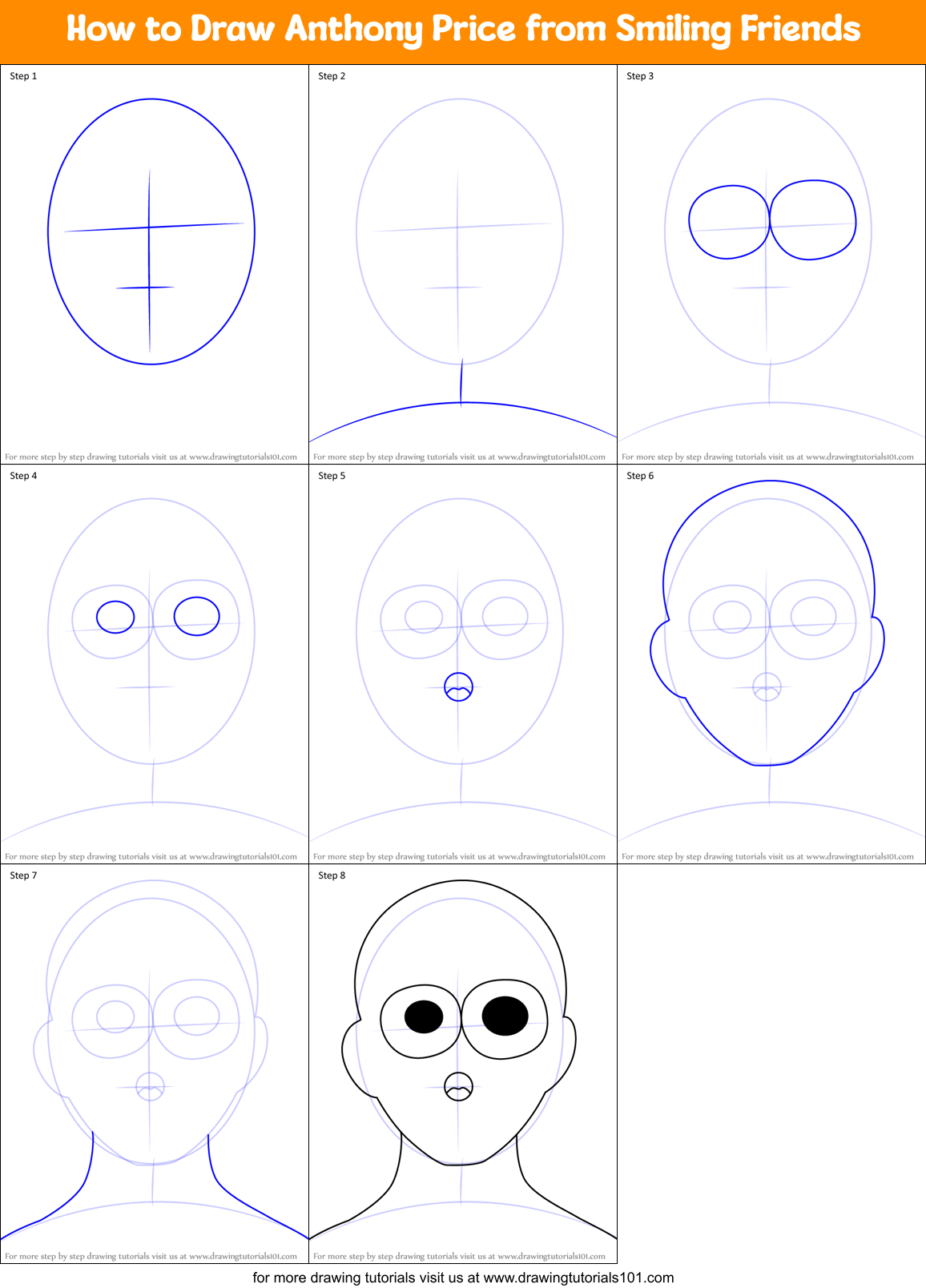 How to Draw Anthony Price from Smiling Friends Printable Step by Step