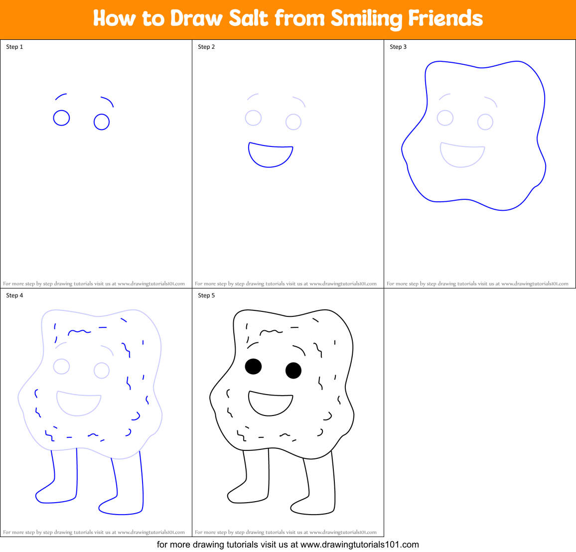 How to Draw Salt from Smiling Friends Printable Step by Step