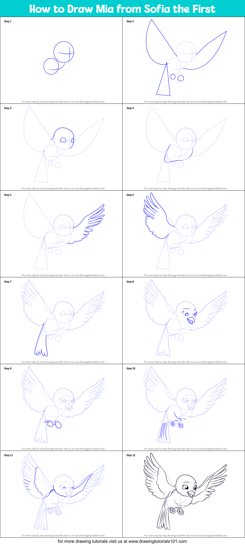 How to Draw Mia from Sofia the First Printable Step by Step