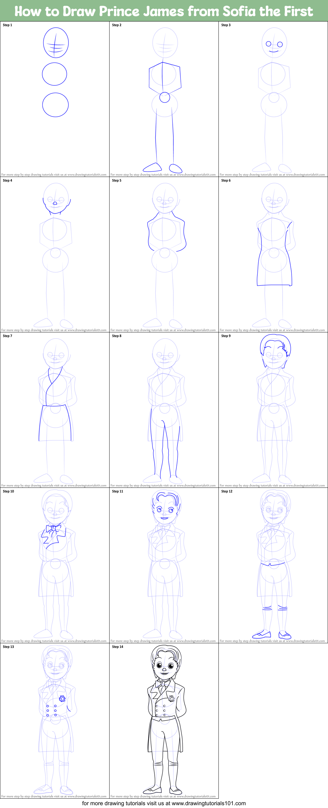 How to Draw Prince James from Sofia the First Printable Step by Step
