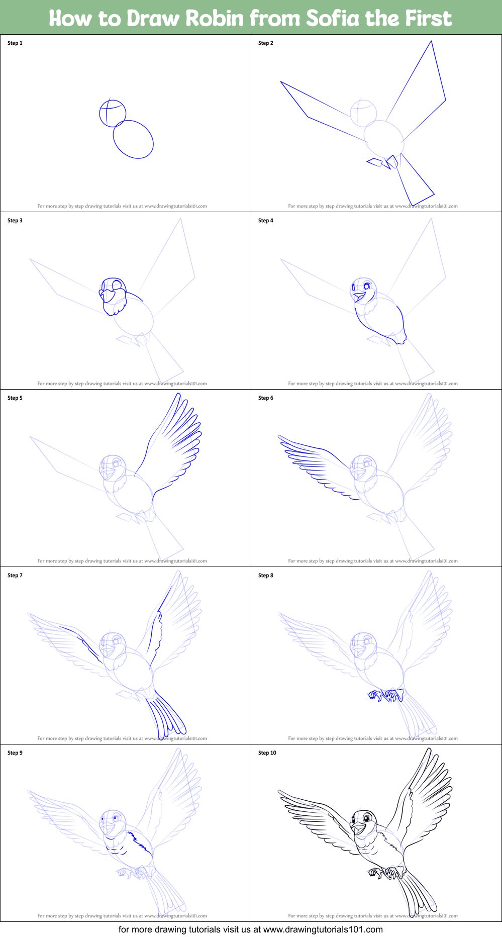 How to Draw Robin from Sofia the First Printable Step by Step