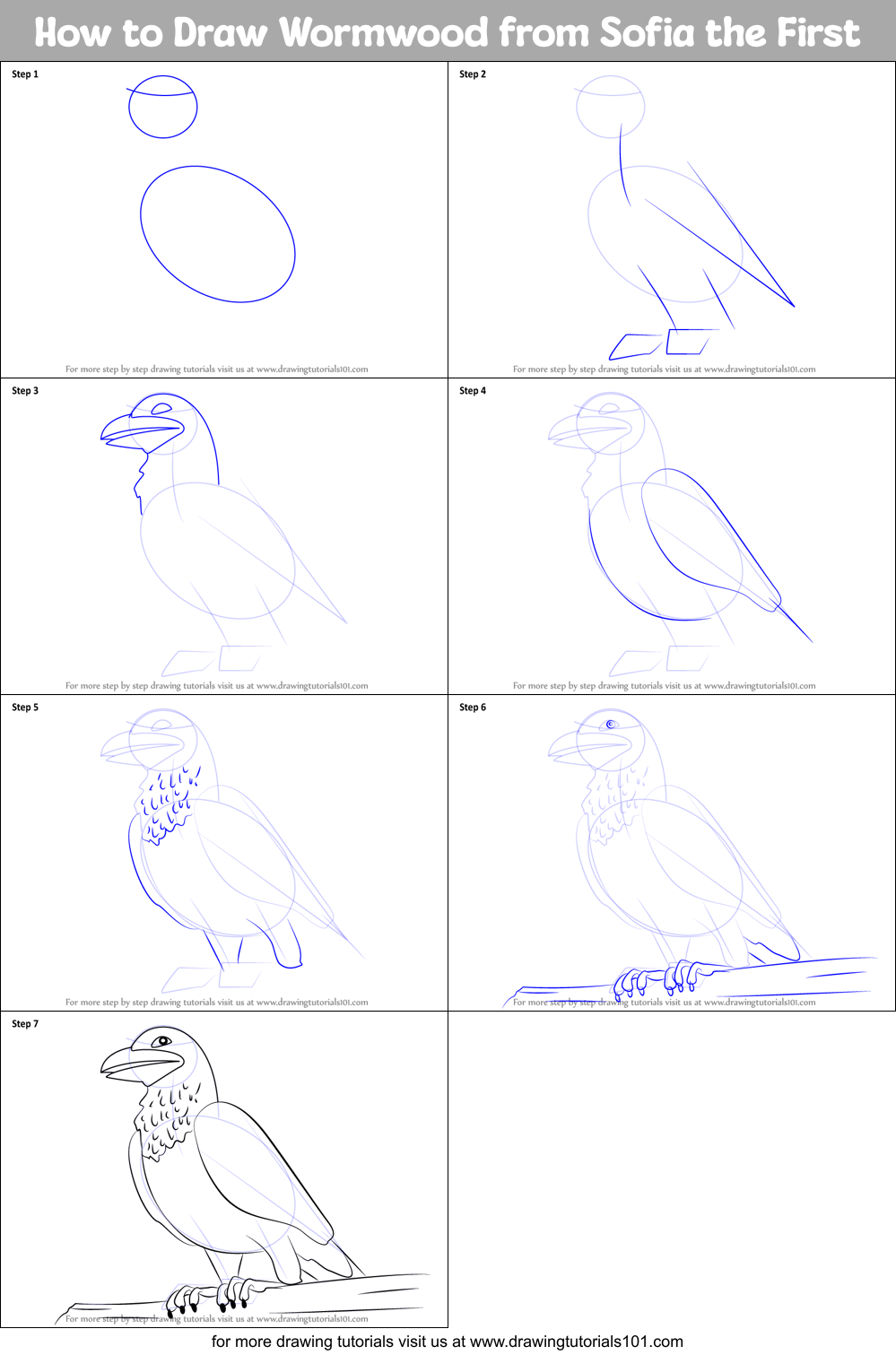 How to Draw Wormwood from Sofia the First Printable Step by Step