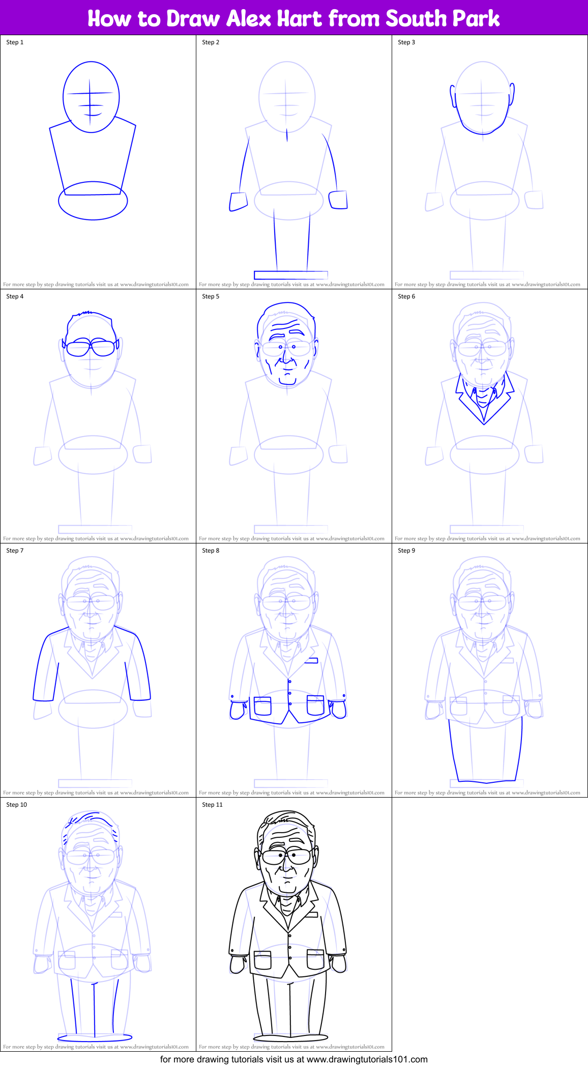 How to Draw Alex Hart from South Park Printable Step by Step