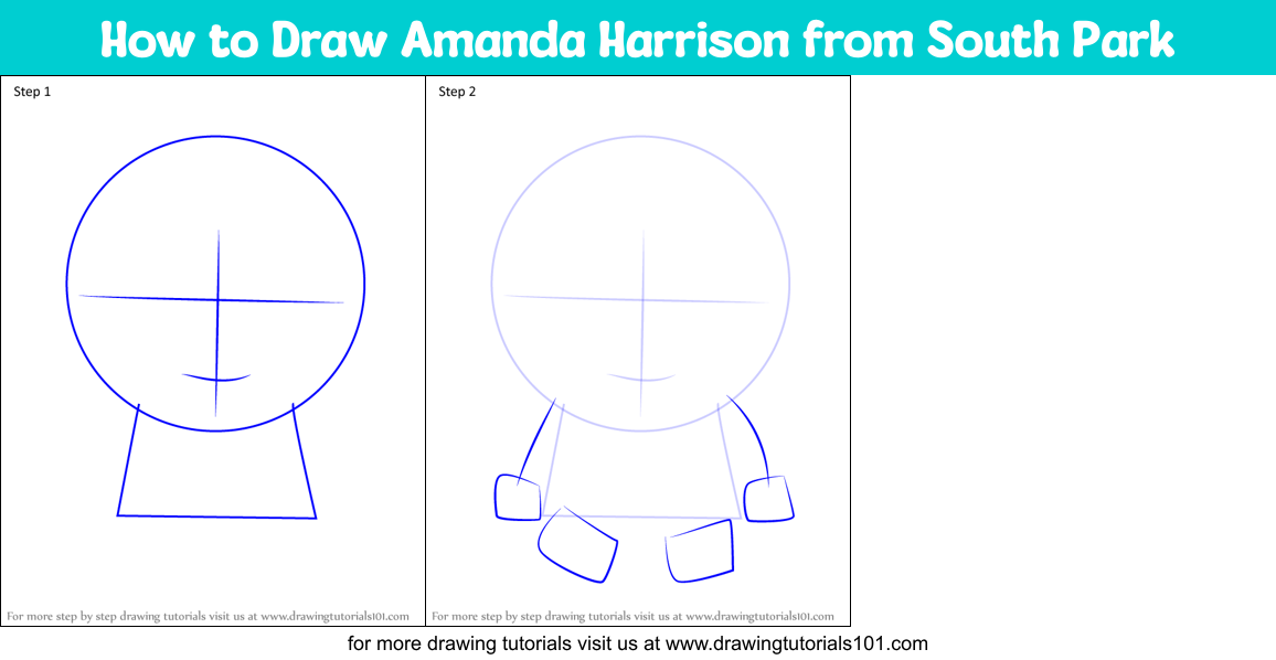 How to Draw Amanda Harrison from South Park Printable Step by Step