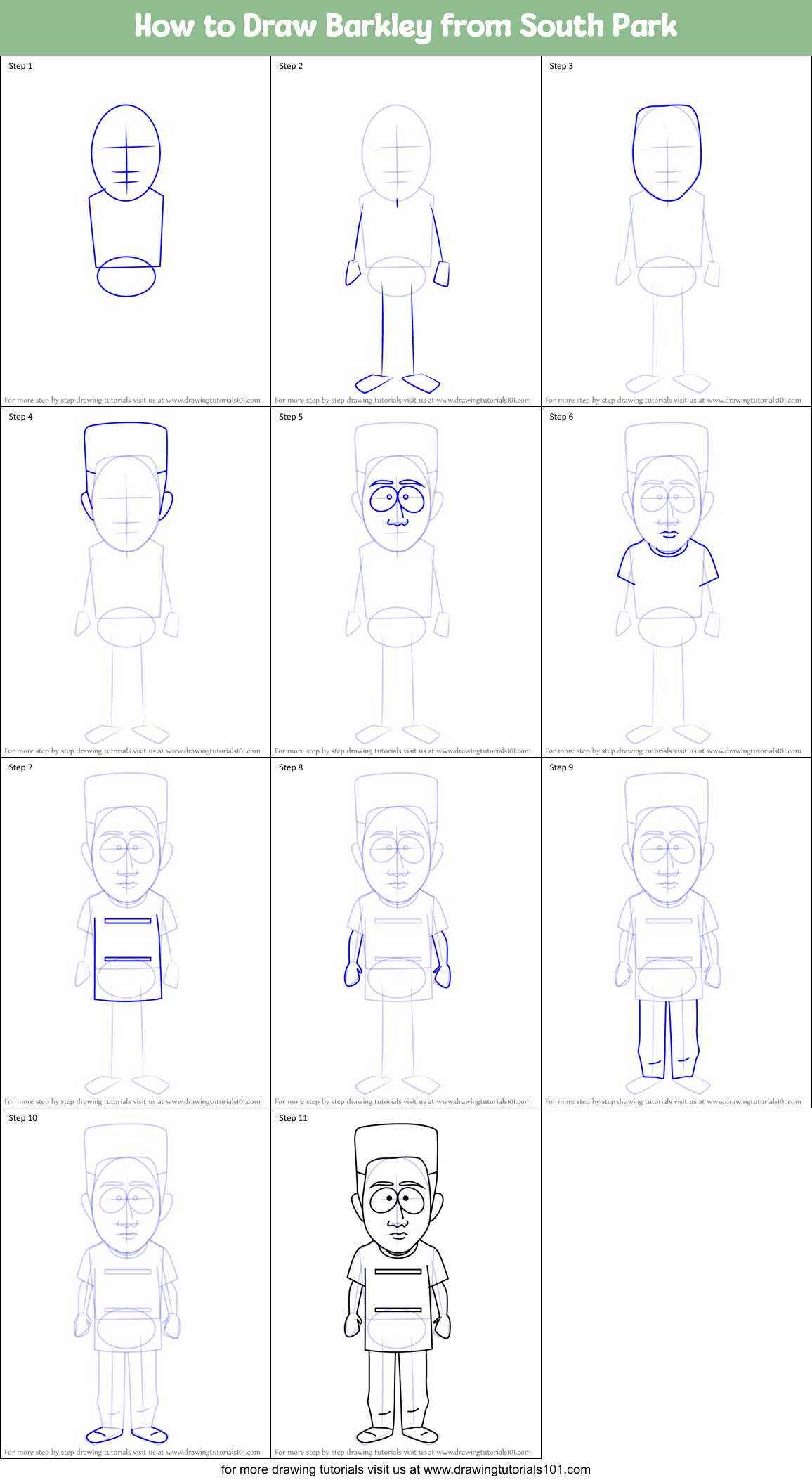 How to Draw Barkley from South Park Printable Step by Step