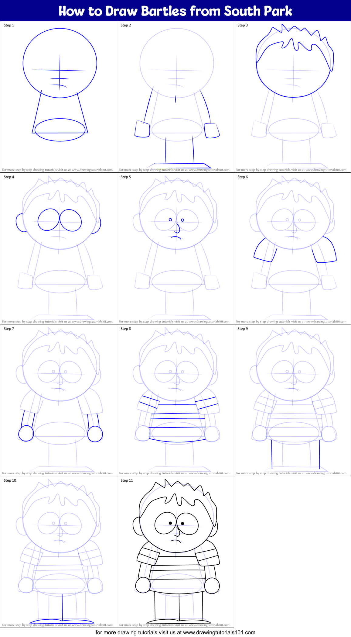 How to Draw Bartles from South Park Printable Step by Step