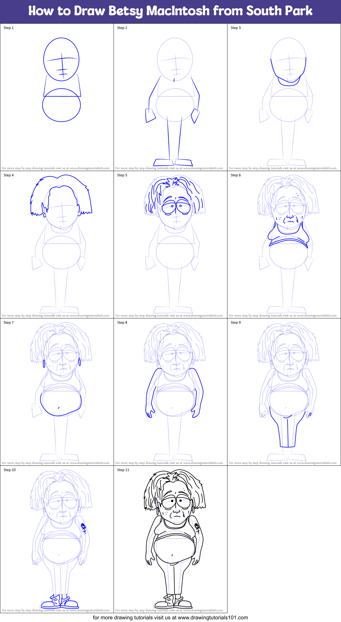 How to Draw Betsy MacIntosh from South Park Printable Step by Step
