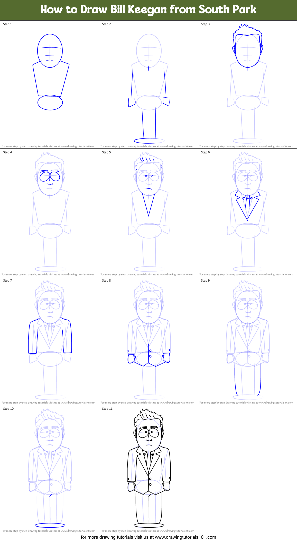 How to Draw Bill Keegan from South Park Printable Step by Step