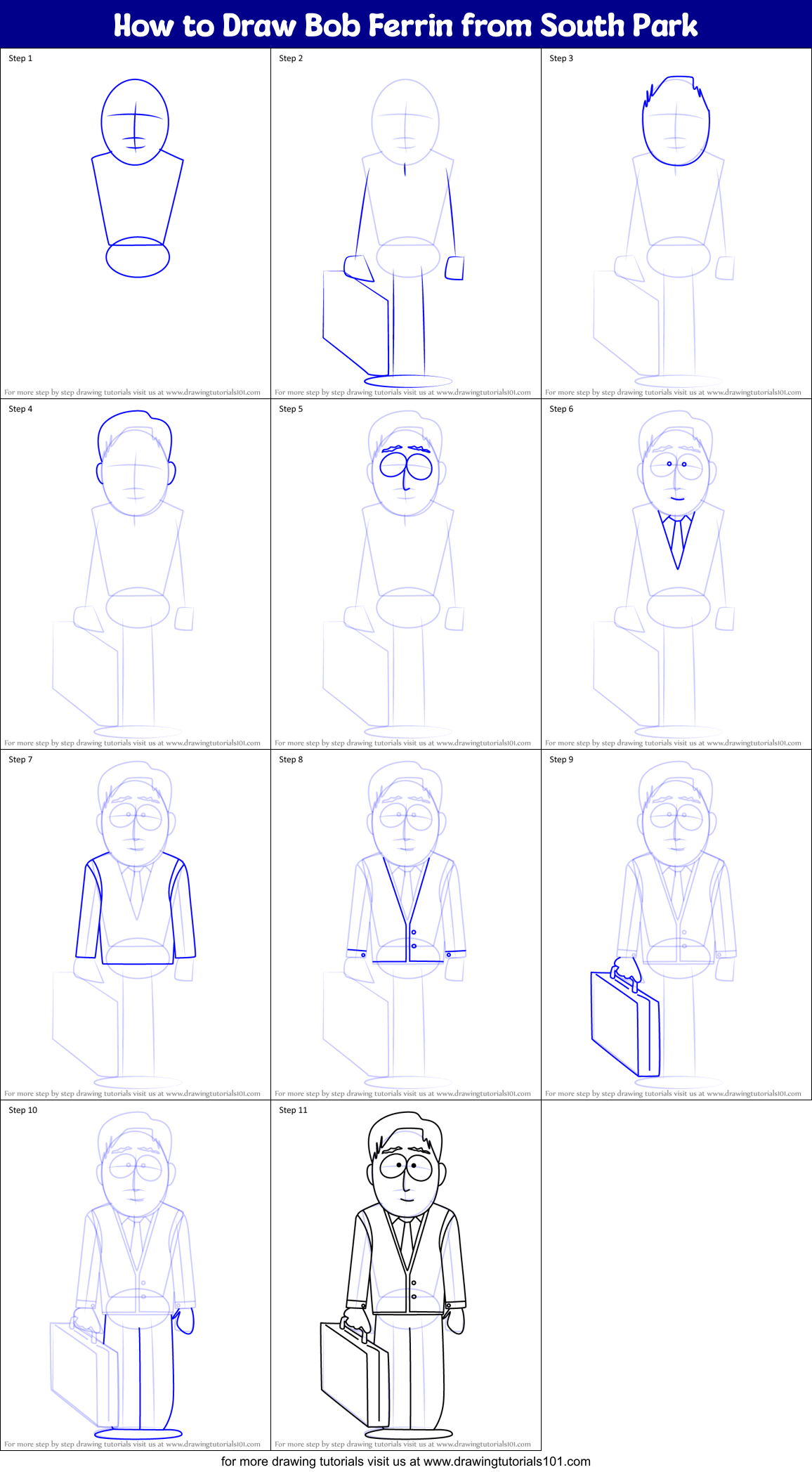 How to Draw Bob Ferrin from South Park Printable Step by Step