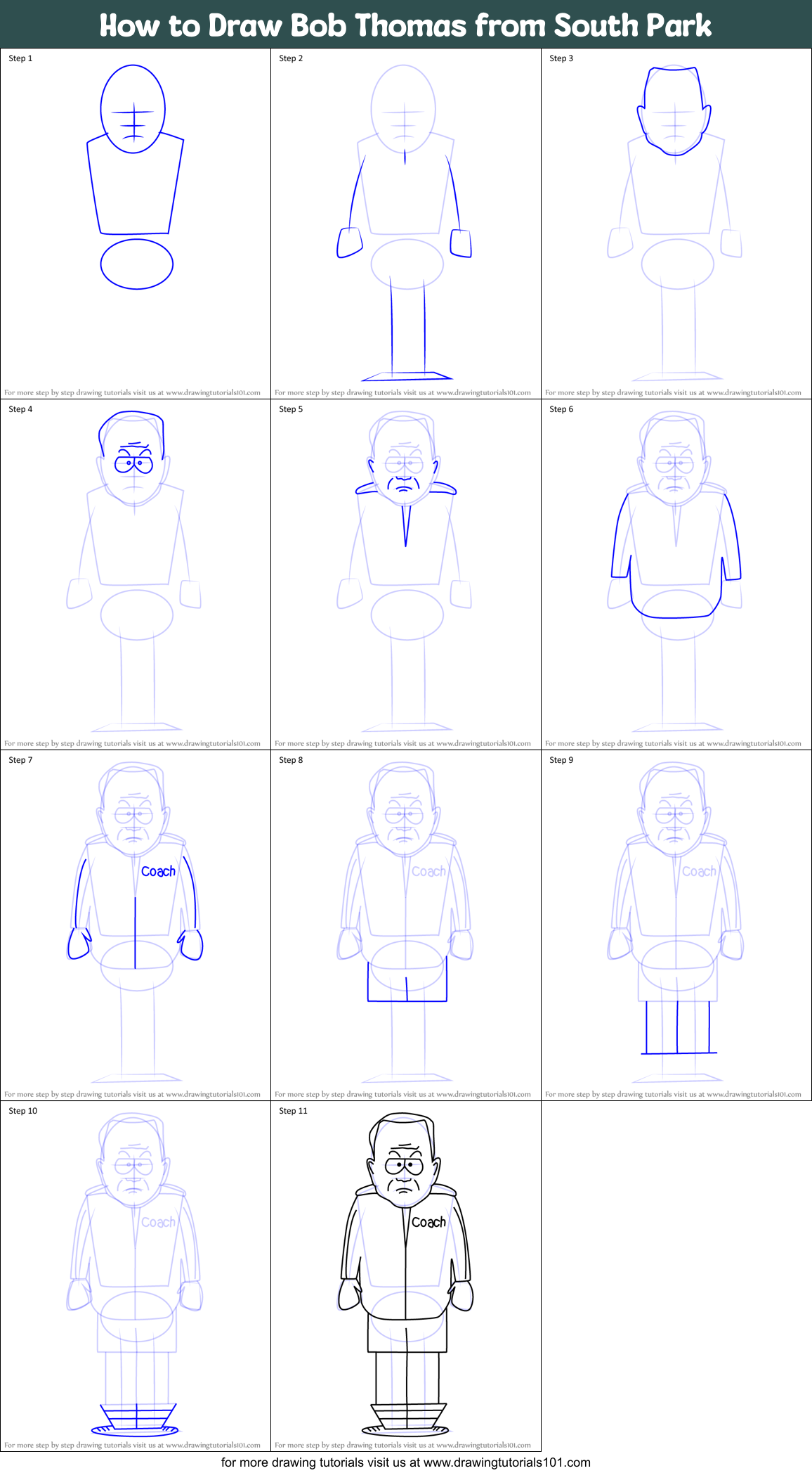 How to Draw Bob Thomas from South Park Printable Step by Step