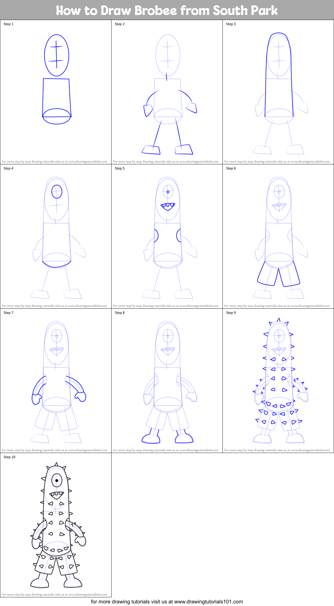 How to Draw Brobee from South Park Printable Step by Step
