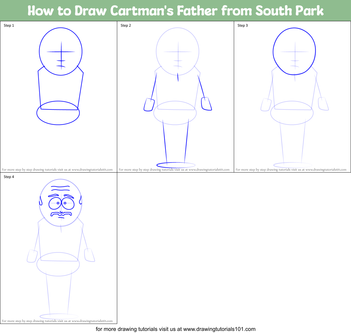 How to Draw Cartman's Father from South Park Printable Step by Step