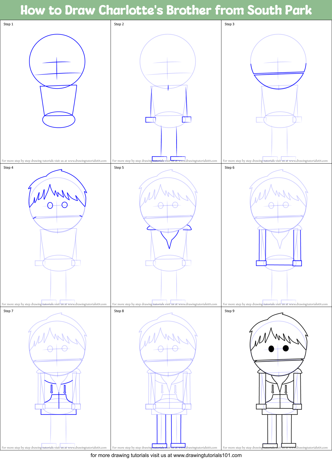 How to Draw Charlotte's Brother from South Park Printable Step by Step