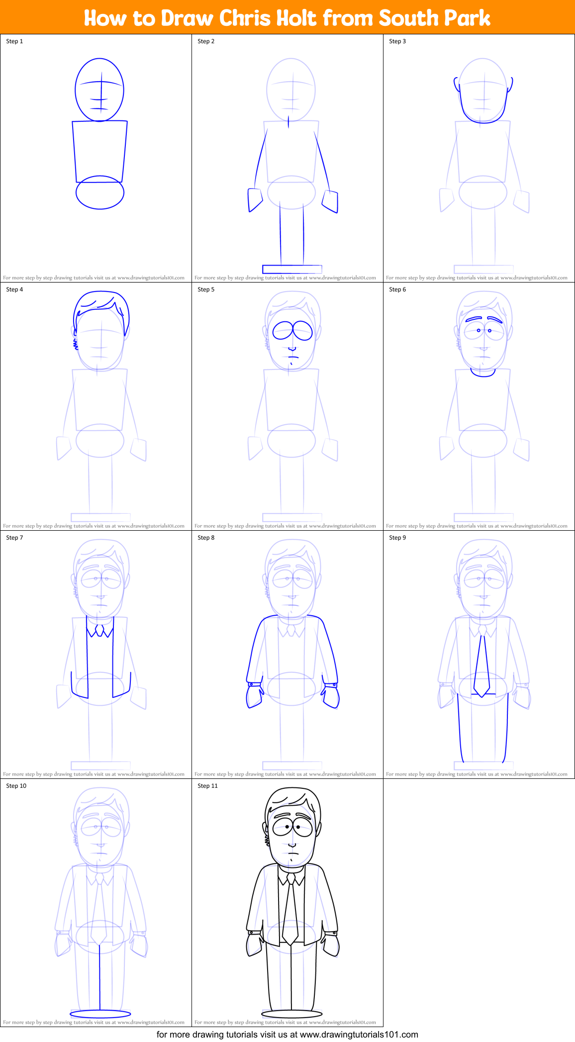 How to Draw Chris Holt from South Park Printable Step by Step