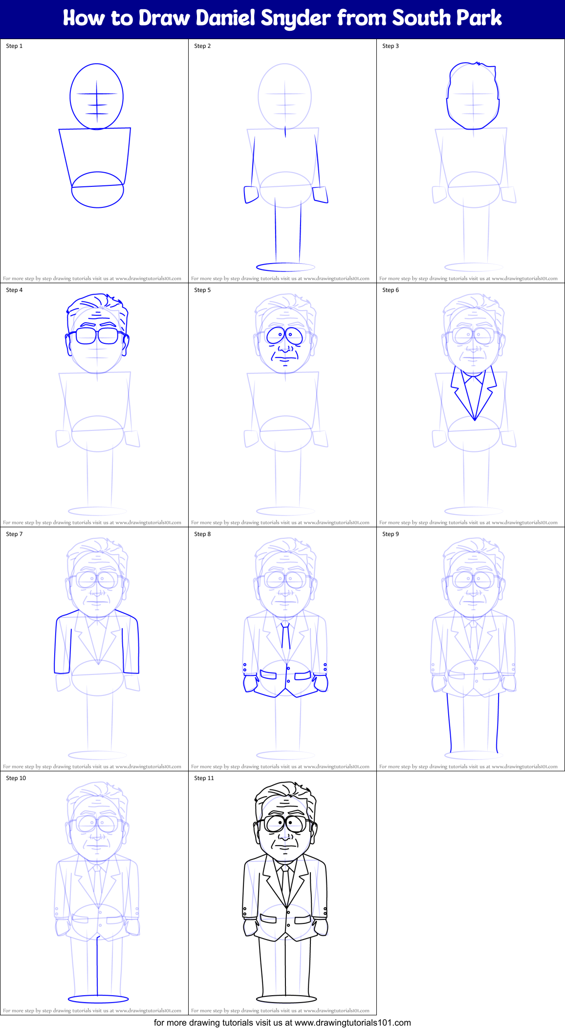 How to Draw Daniel Snyder from South Park Printable Step by Step