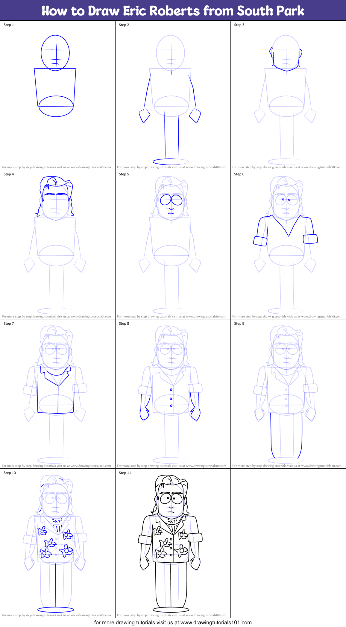 How to Draw Eric Roberts from South Park Printable Step by Step