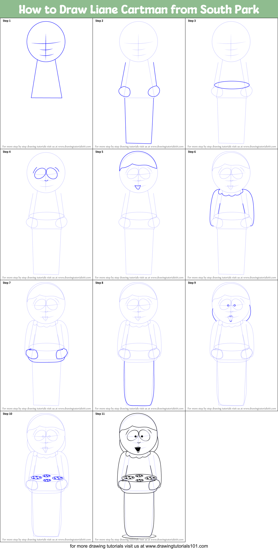How to Draw Liane Cartman from South Park Printable Step by Step